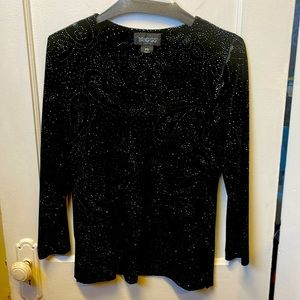 Black petite small top with sparkles made by Briggs